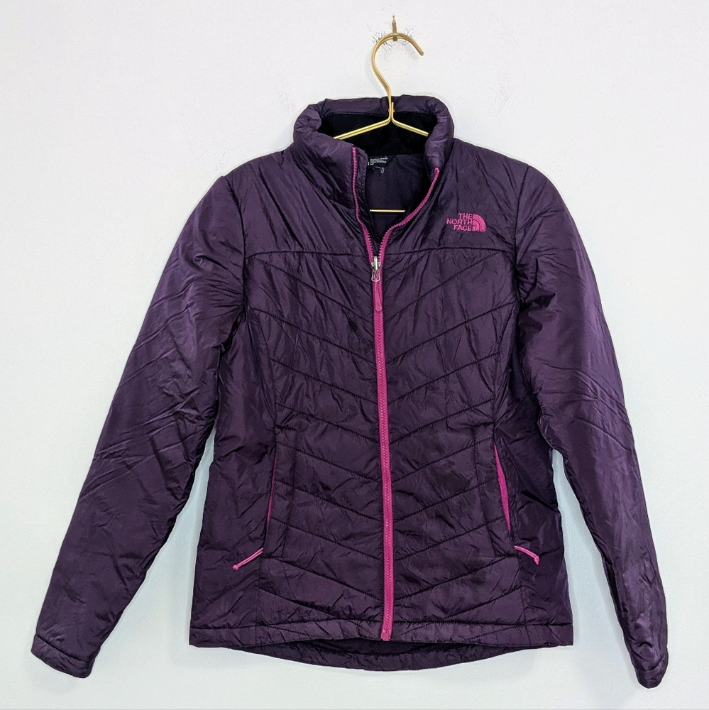 The North Face Small Deep Purple w/ Hot Pink Zippers Quilted Winter Jacket Coat - Picture 1 of 12
